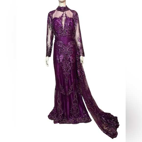 unbranded Dresses & Skirts - Unbranded Glamorous Elegant Purple Sequined/Jeweled Evening Formal Gown